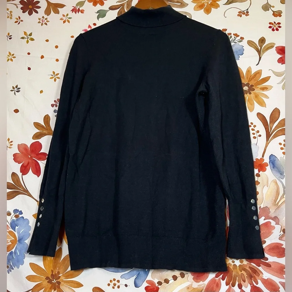 Torrid 0/L Black Workwear Office Fall Winter Studded  Teacher Turtleneck Sweater